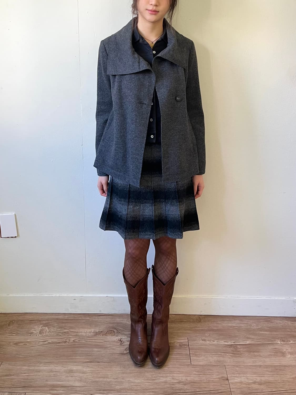 Japan vtg 숄카라 크롭 코트 상품이미지4