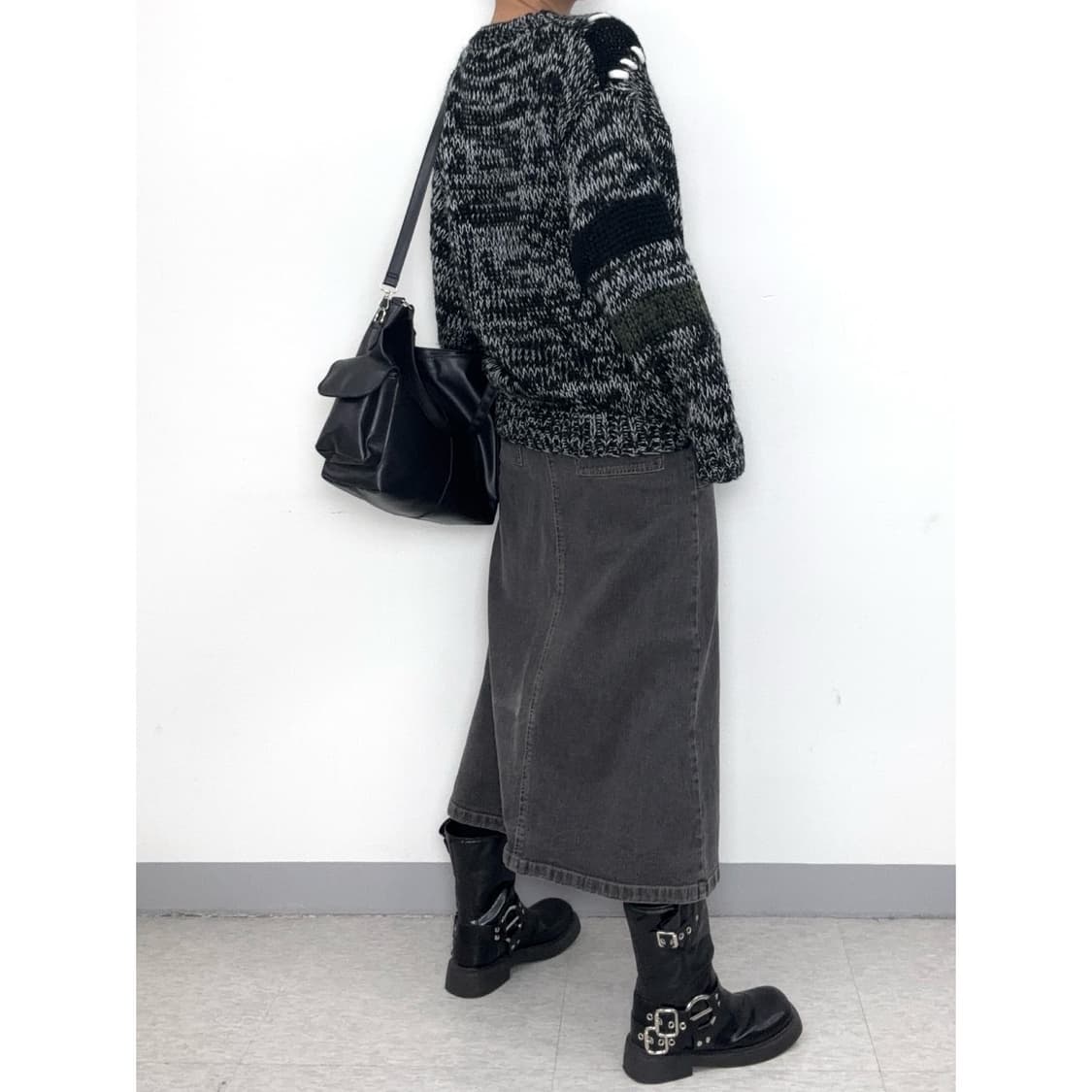 빈티지 흑청 데님 스커트 상품이미지3