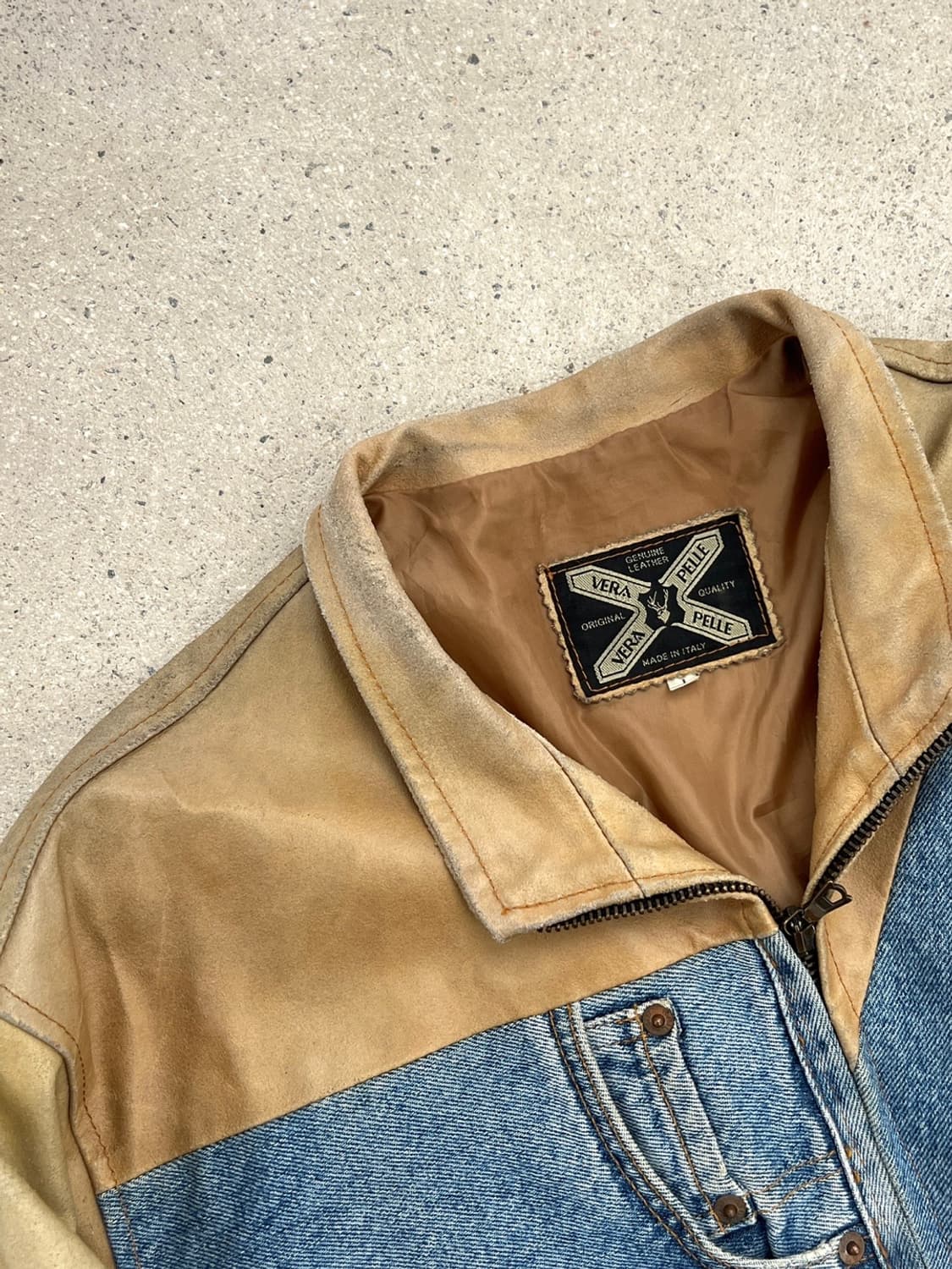빈티지 90s 이태리 메이드 데님 / 레더 자켓  상품이미지9