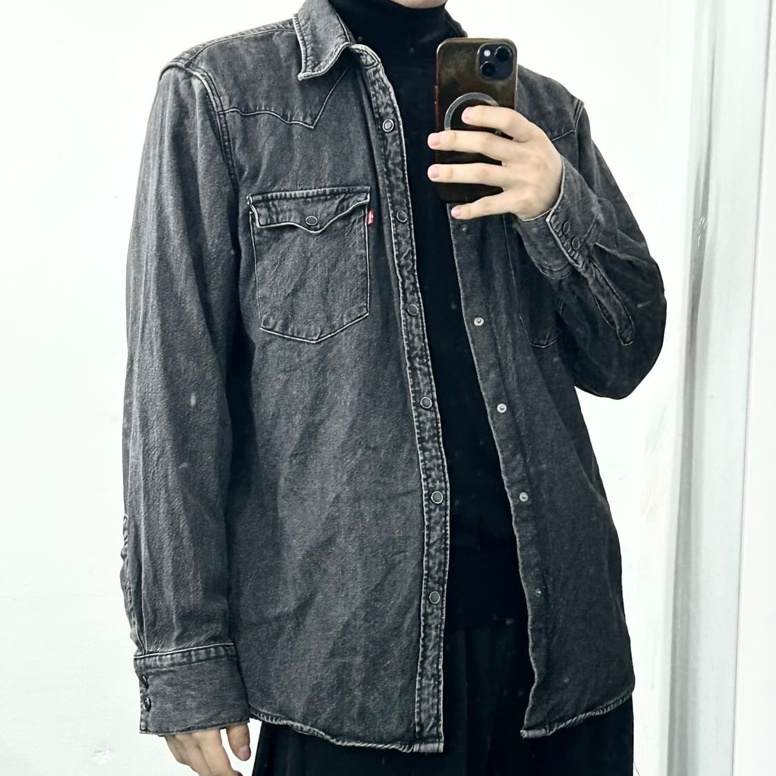 리바이스 흑청 웨스턴 데님 셔츠 상품이미지2