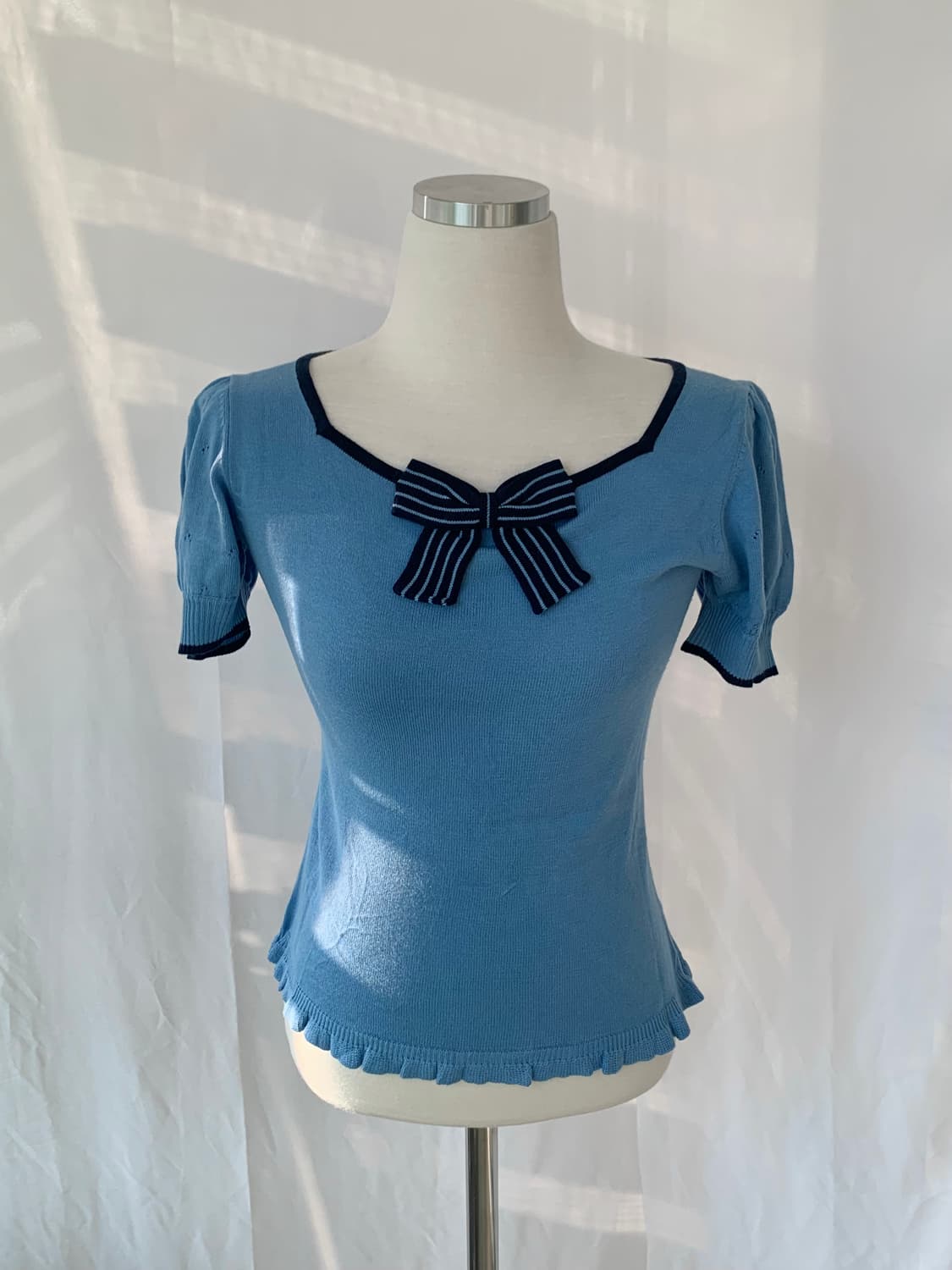 리본 니트 반팔티 상품이미지2