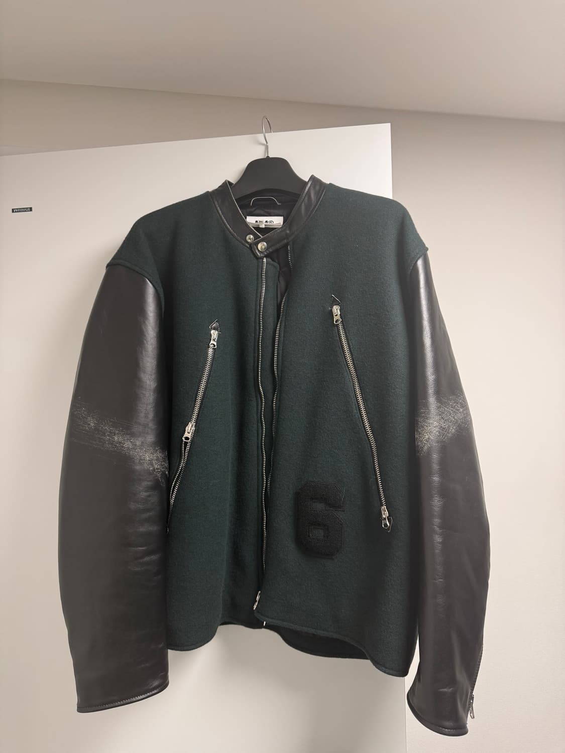 mm6 가죽슬리브 울 바시티자켓 상품이미지1