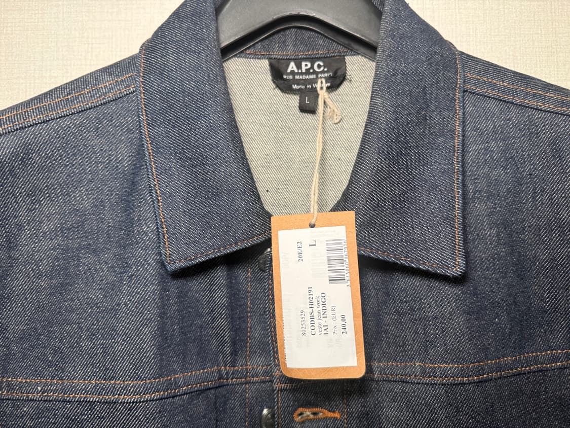 [L] apc아페쎄  veste 생지 인디고 데님 자켓 상품이미지2