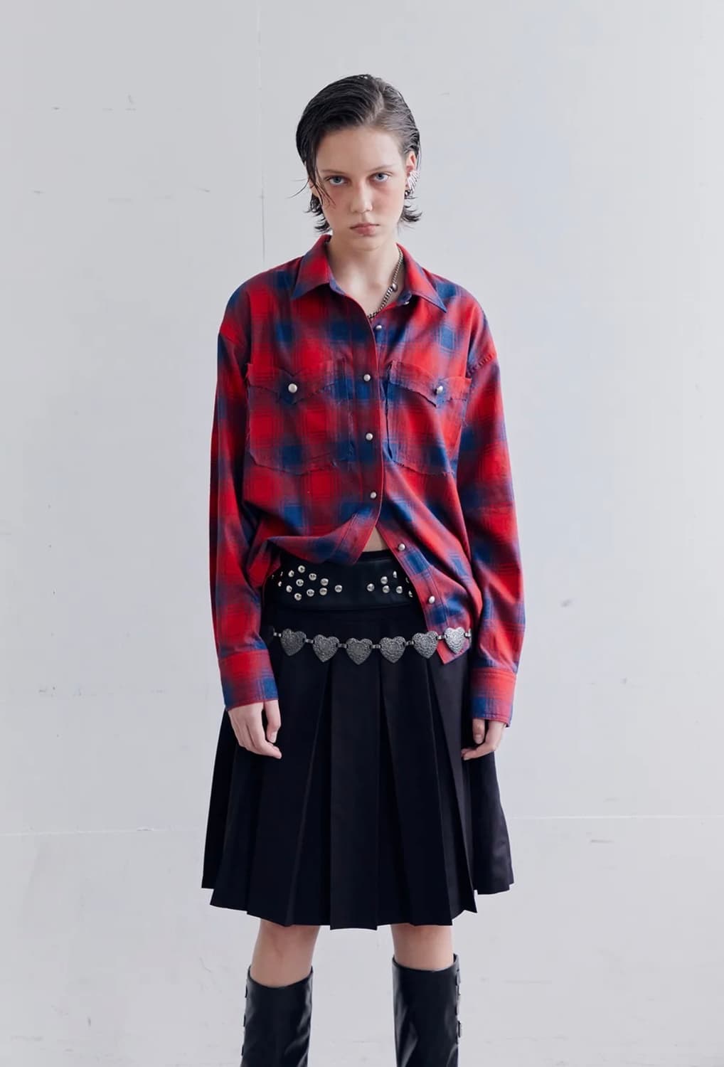 데어드 실버 버튼 체크셔츠 SILVER BUTTON CHECK SHIRT 상품이미지3