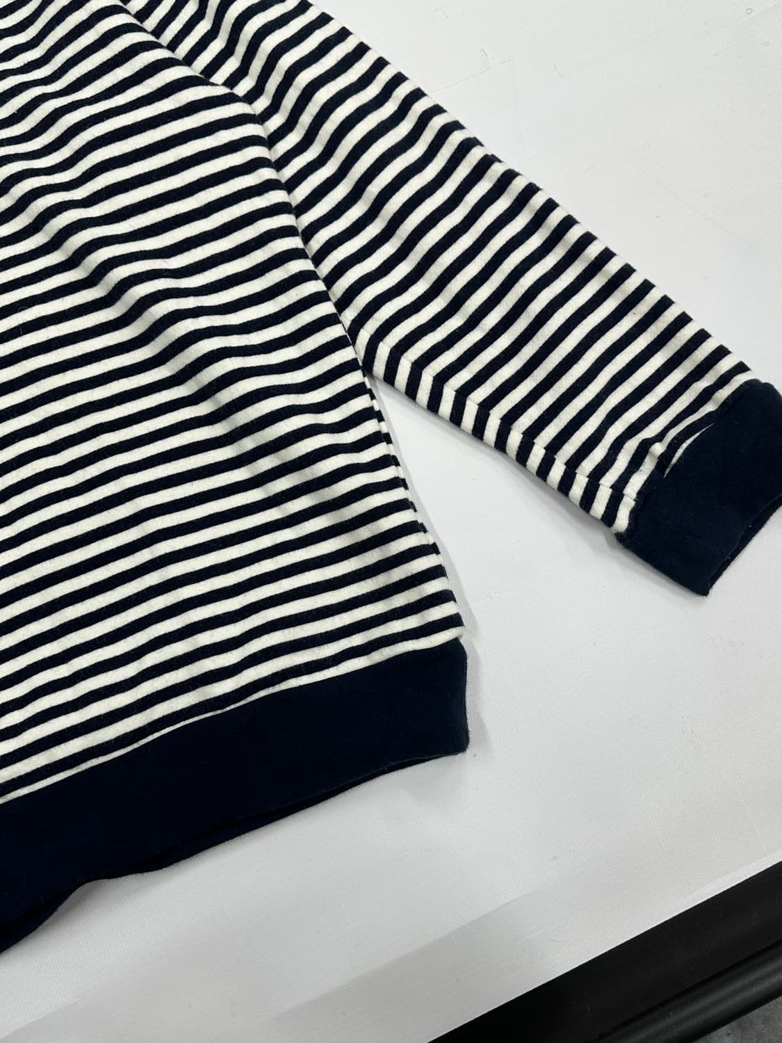 네이비 단가라 쫀쫀 맨투맨 티셔츠 보헤미안 베이직 아메카지 시티보이 상품이미지5