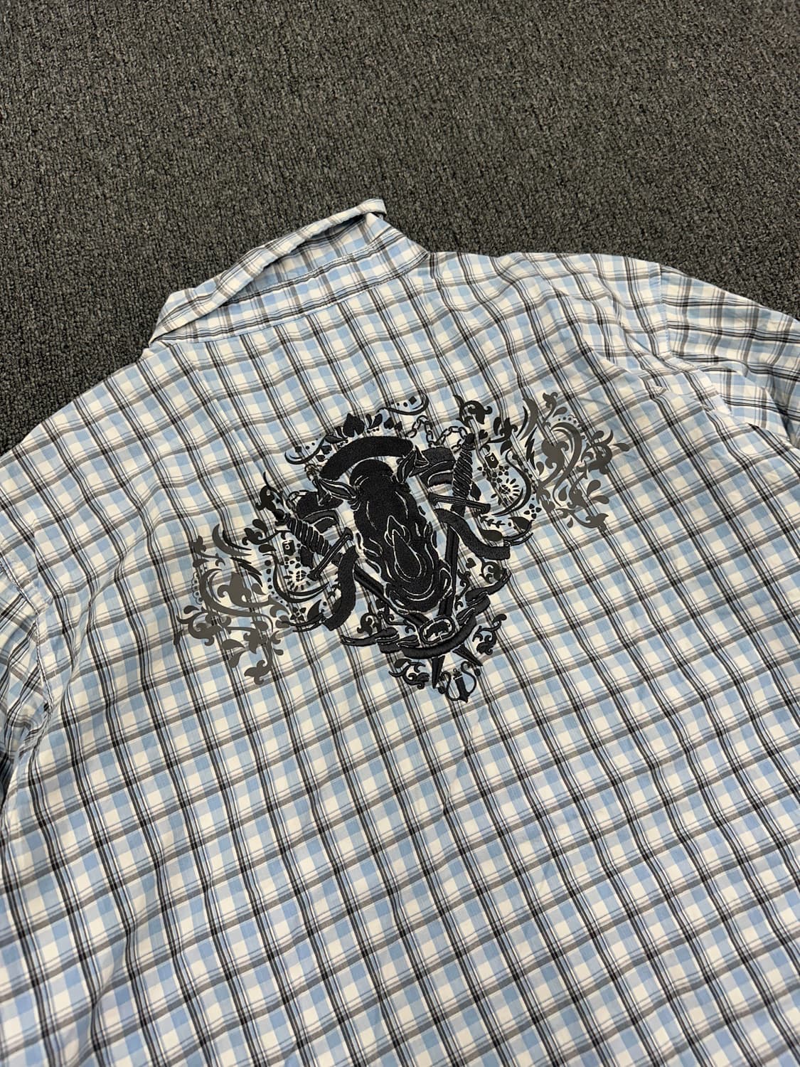 XL) ECKO UNLTD 빈티지 프린팅 오버핏 체크셔츠 상품이미지7