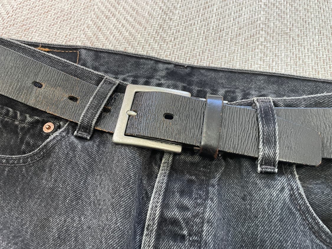 빈티지 genuine leather italy 실버버클 레더 벨트  상품이미지2