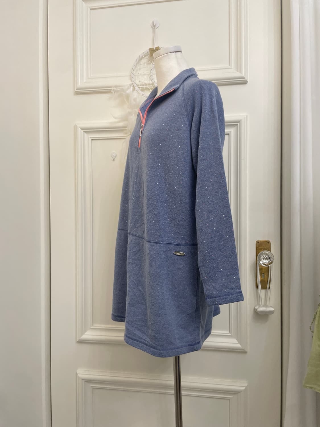 cobalt blue dot pattern brushed long hal 상품이미지2