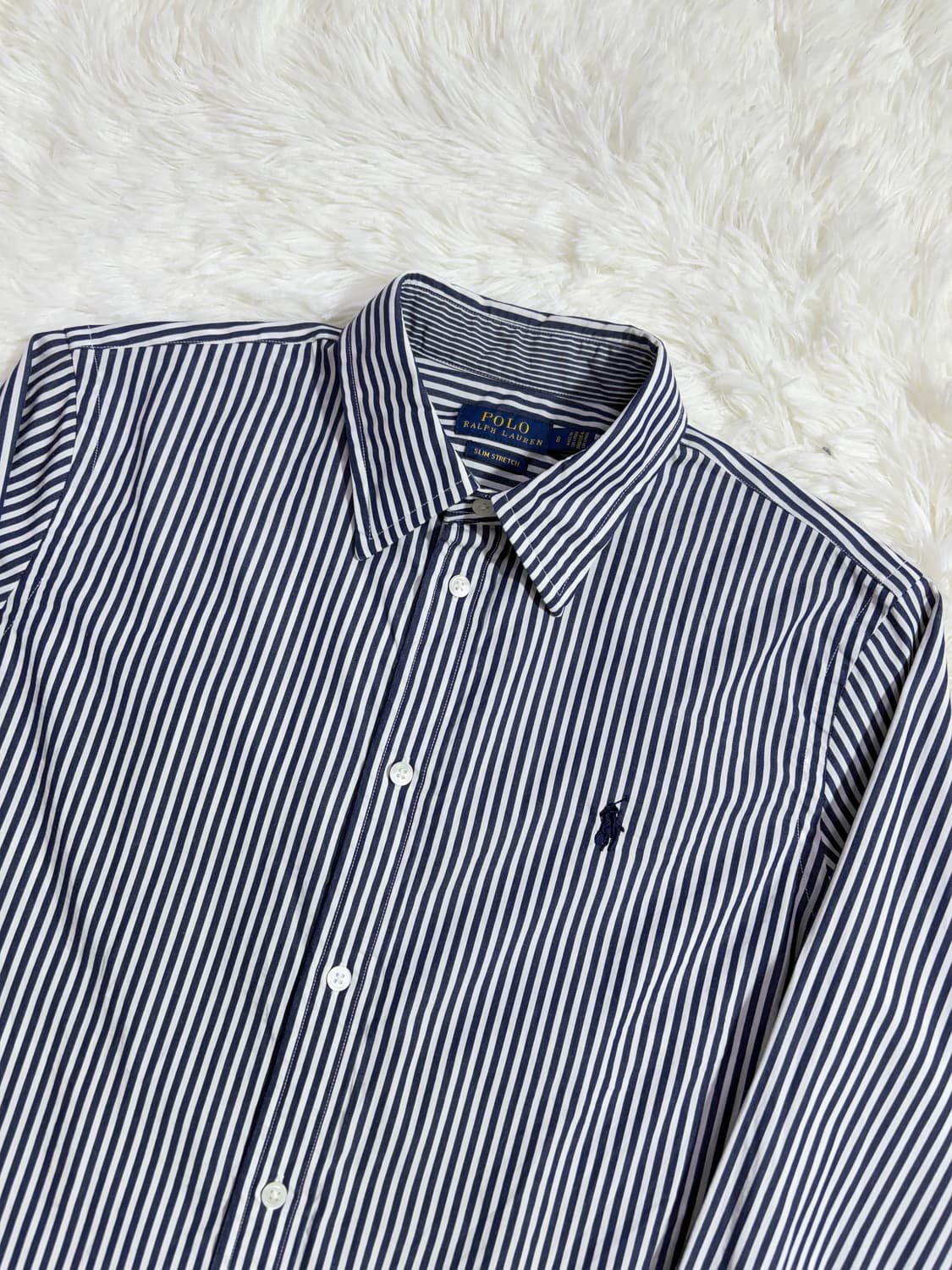 폴로 랄프로렌 네이비포니 딱붙핏 스트라이프 셔츠  상품이미지4