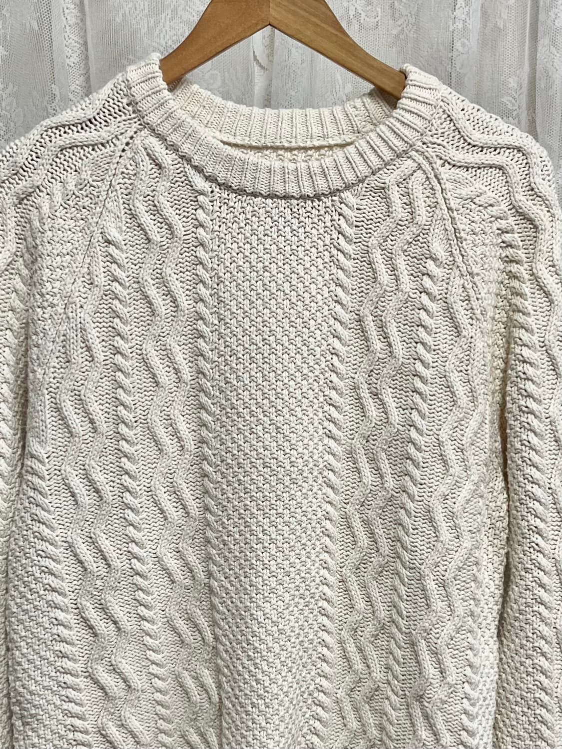 M) 아베크롬비 코튼 케이블 니트 아이보리 상품이미지3