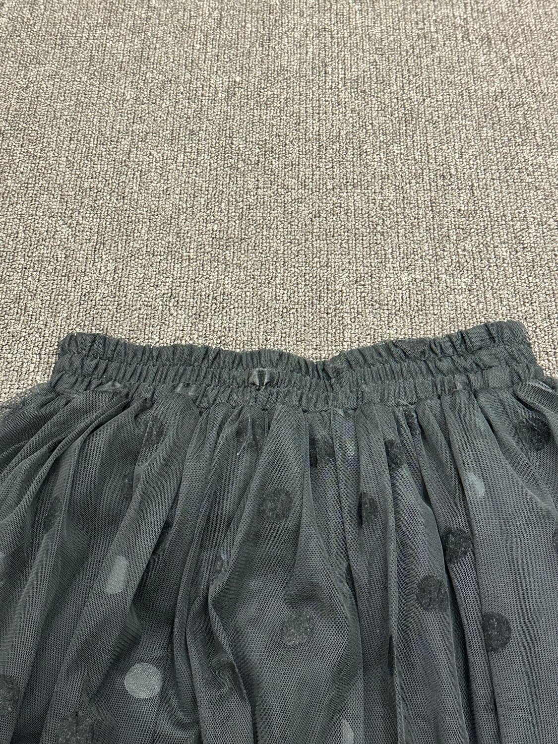 M)Japanese vintage 블랙 도트 패턴 쉬폰 스커트 상품이미지4