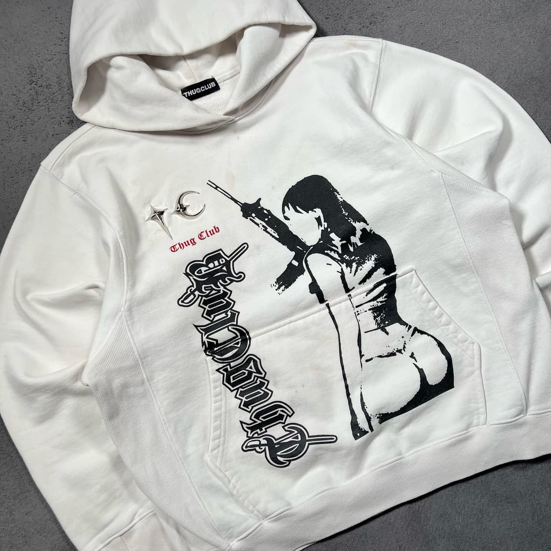 THUG CLUB 떠그클럽 뿔후드 화이트 후드티 상품이미지2
