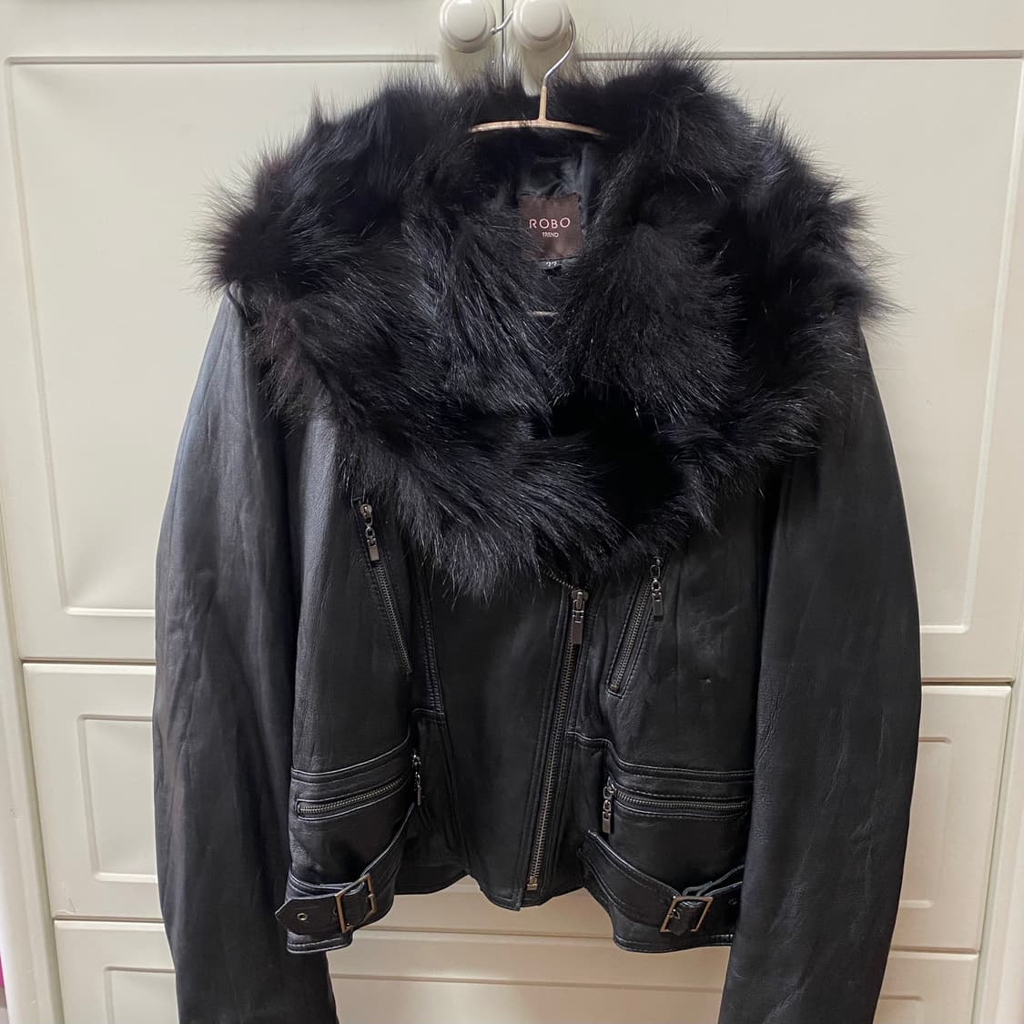 갸루 빈티지 퍼 레더자켓  상품이미지2