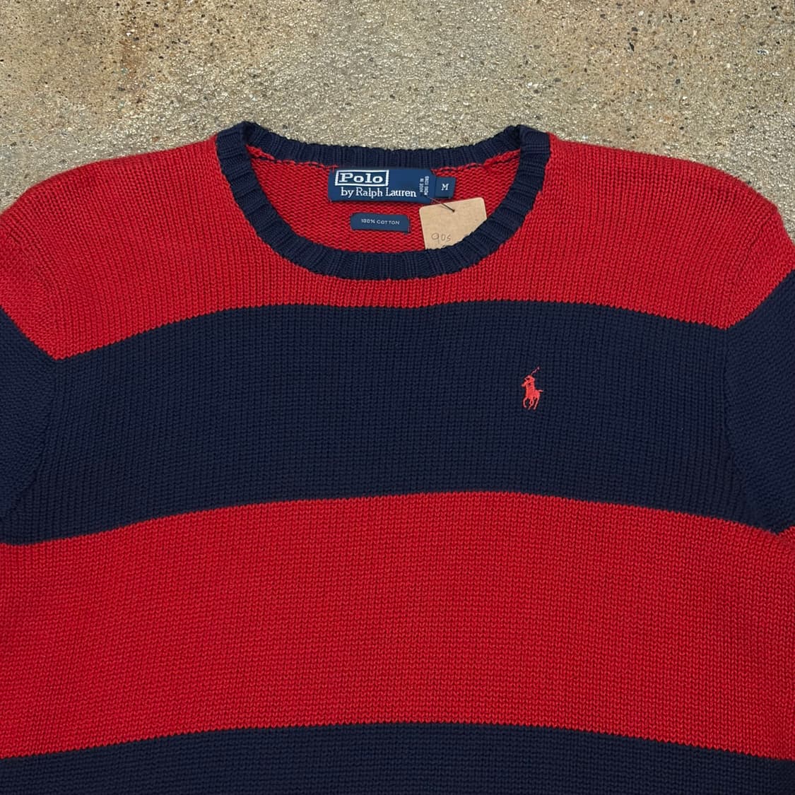 90s USA 빈티지 폴로랄프로렌 스트라이프 단가라 헤비코튼 니트  상품이미지3