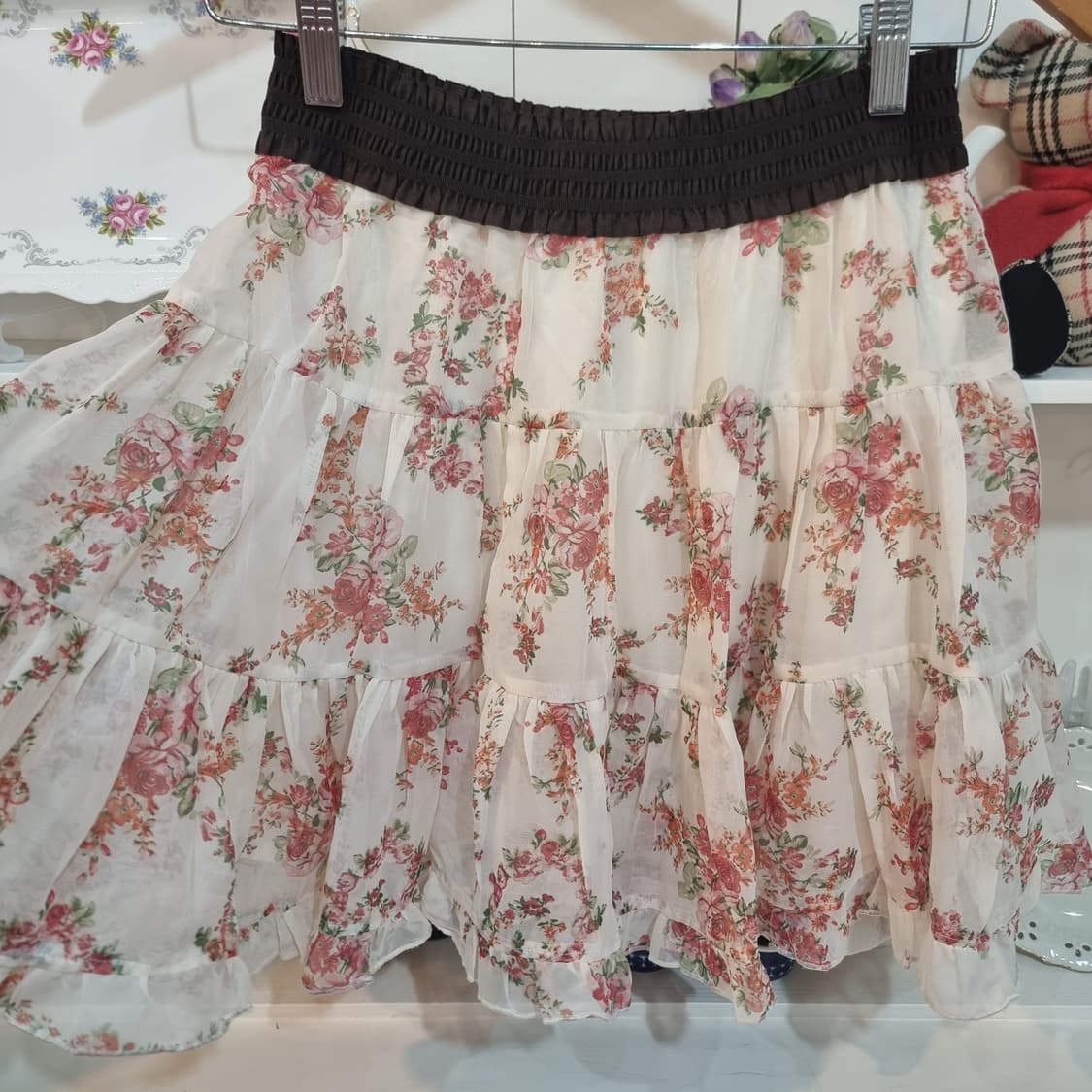 플라워 패턴 캉캉 스커트 프릴 치마 상품이미지3