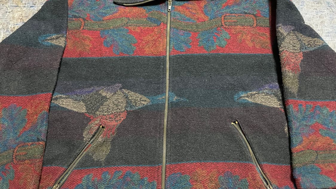 EU 80s~90s 이태리 빈티지 아메카지 울혼방 자카드 패턴 집업 자켓 상품이미지6