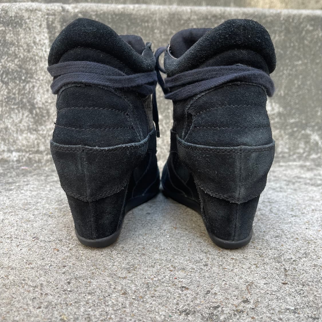 [36] ASH 블랙 레더/스웨이드 웨지힐 스니커즈 (230) 상품이미지5