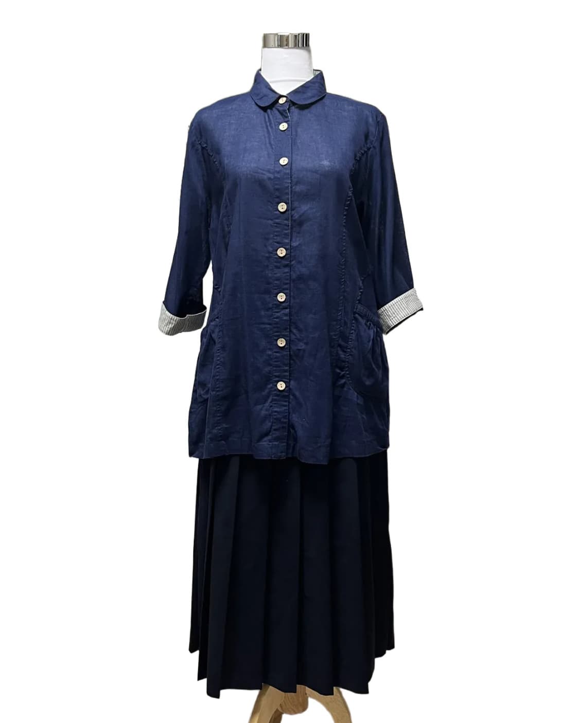 Navy pleats skirt 상품이미지5
