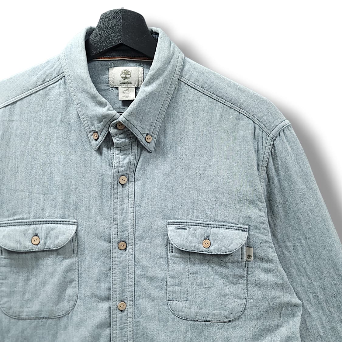 [L] 팀버랜드 라이트블루 샴브레이 롤업 긴팔셔츠 상품이미지3