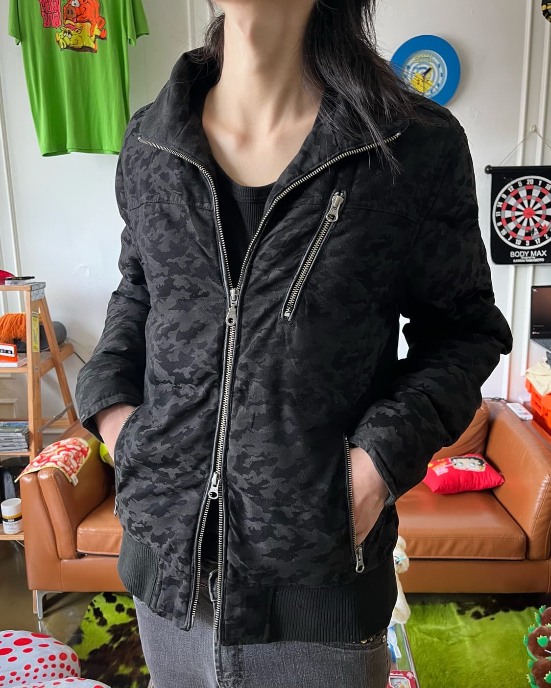 AZUL by MOUSSY Black Camo Padding Jumper 상품이미지2