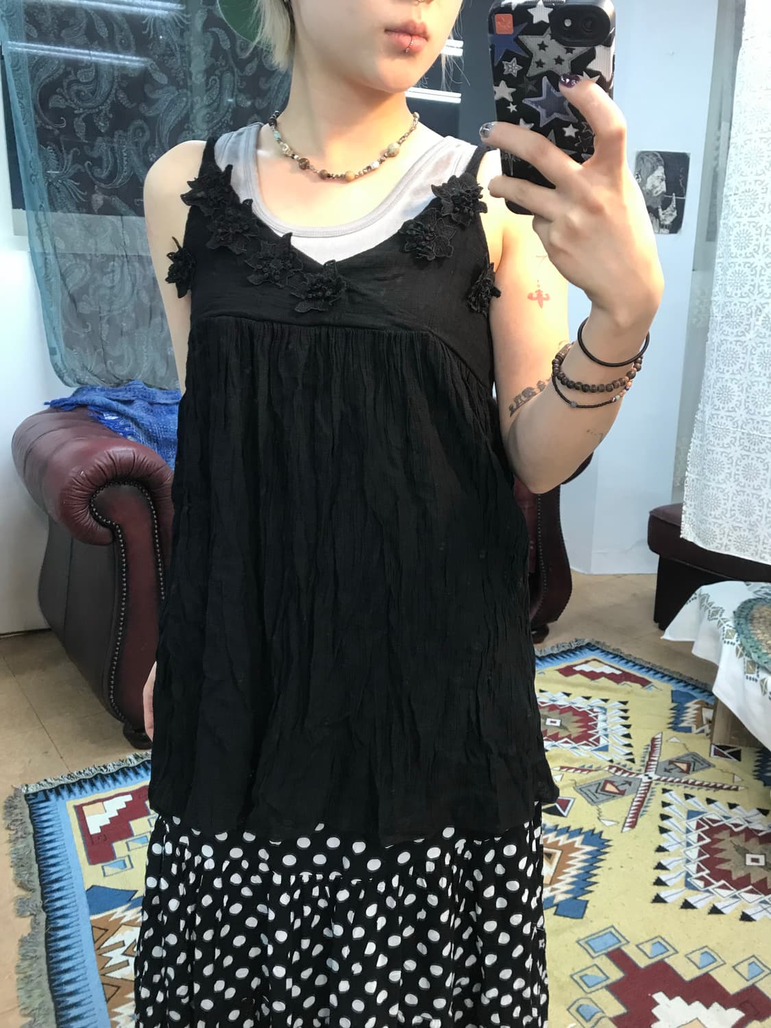 제페니즈 빈티지 플라워 슬리브리스 (Z986) 상품이미지1