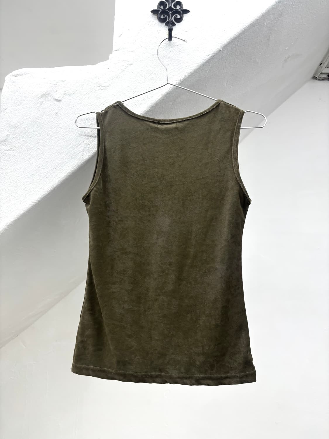 Khaki y2k fur necklace detail sleeveless 상품이미지5