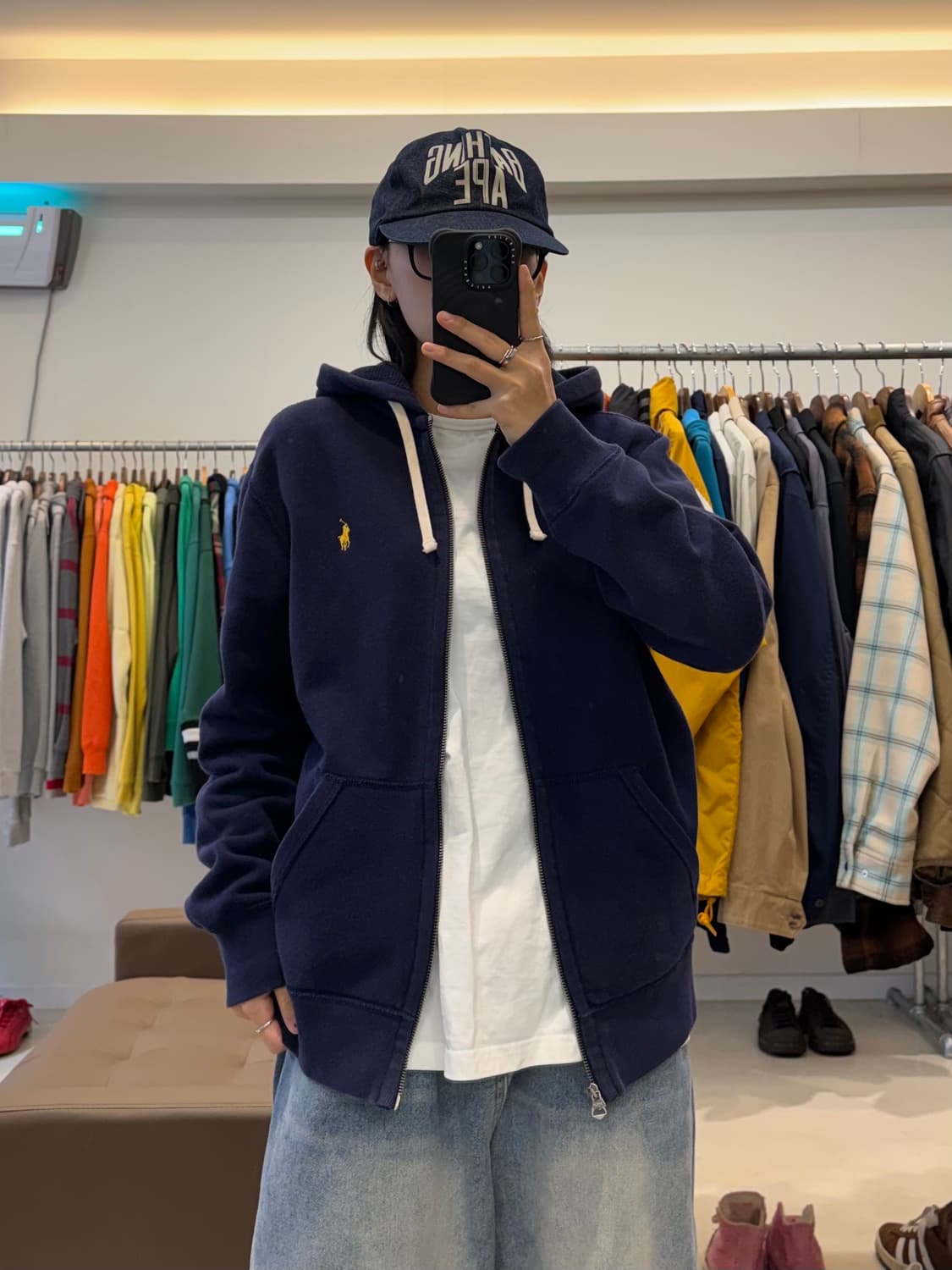 폴로 랄프로렌 와플 기모 후드집업 상품이미지5