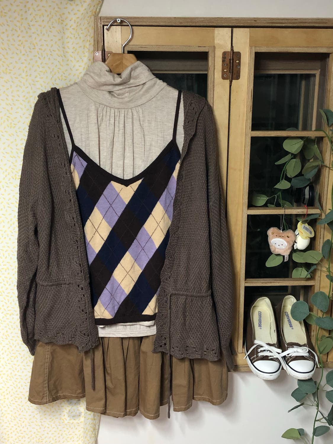 브라운 후디 가디건 너드 모리 데일리 세트 모리걸  상품이미지1