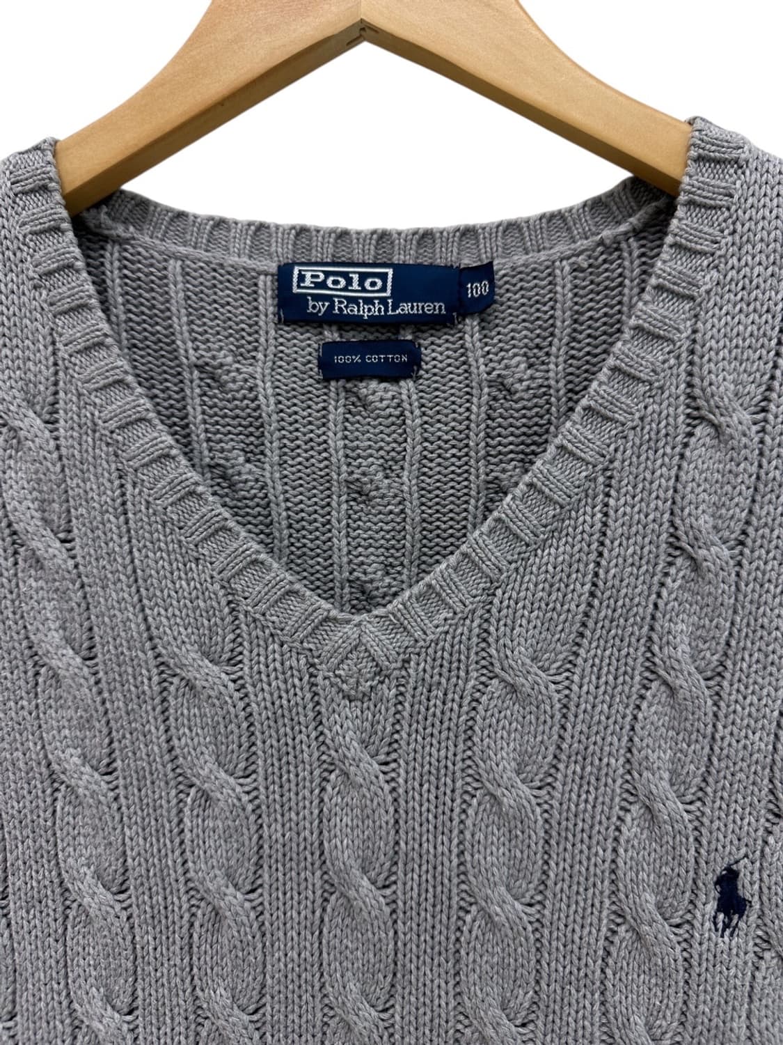 폴로 꽈배기 니트조끼 그레이 (L)  상품이미지3