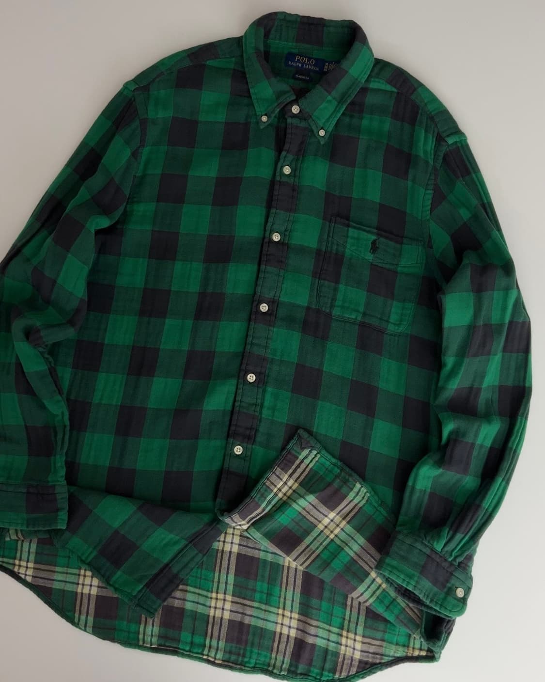 폴로 랄프로렌 그린 타탄체크 플란넬 셔츠 XL 상품이미지2