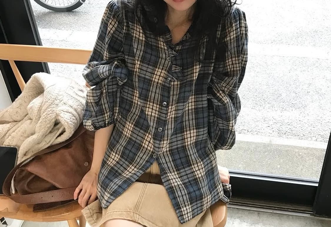 아카이브제이투유 체크 프릴 블라우스 (택o) 상품이미지1