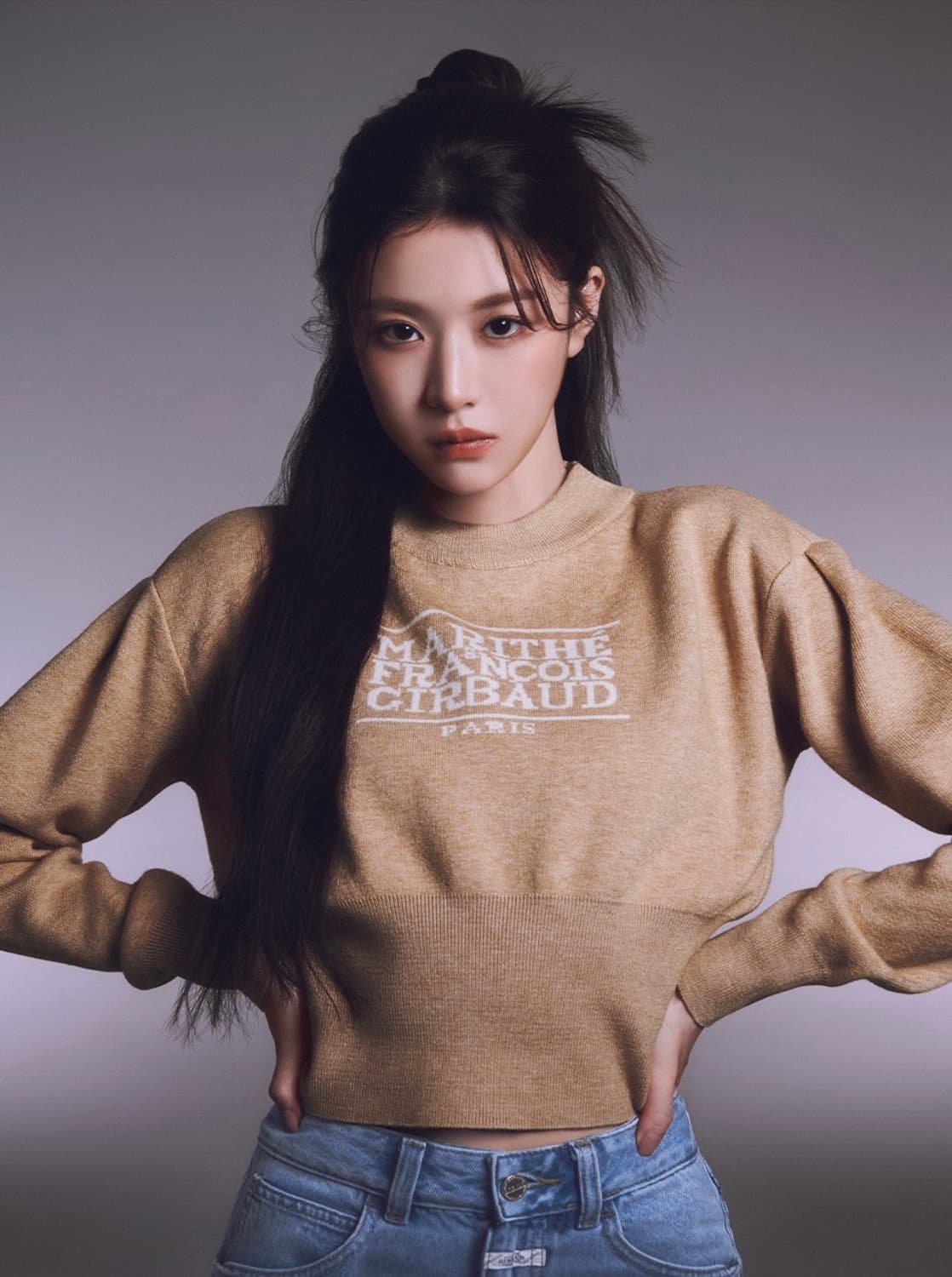 마리떼프랑소와저버 클래식 로고 크롭 니트 베이지 상품이미지1