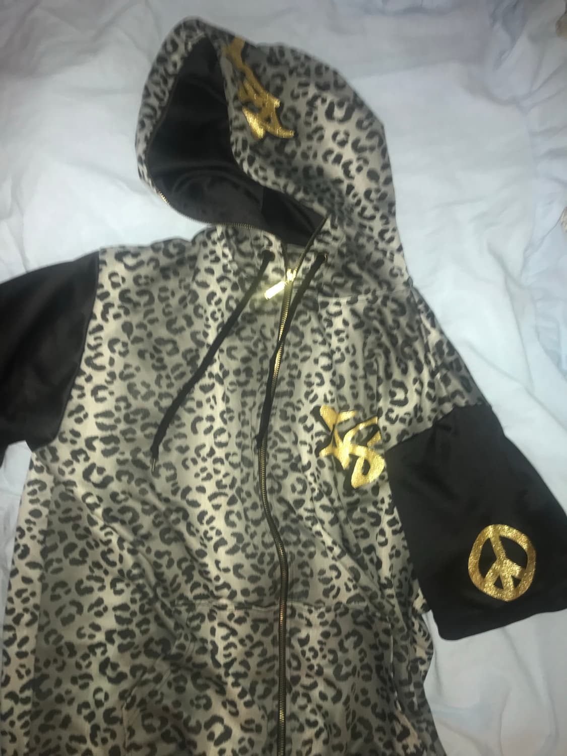 y2k 반팔 호피 후드집업 펑크 락시크 빈티지 갸루 옷 상품이미지3