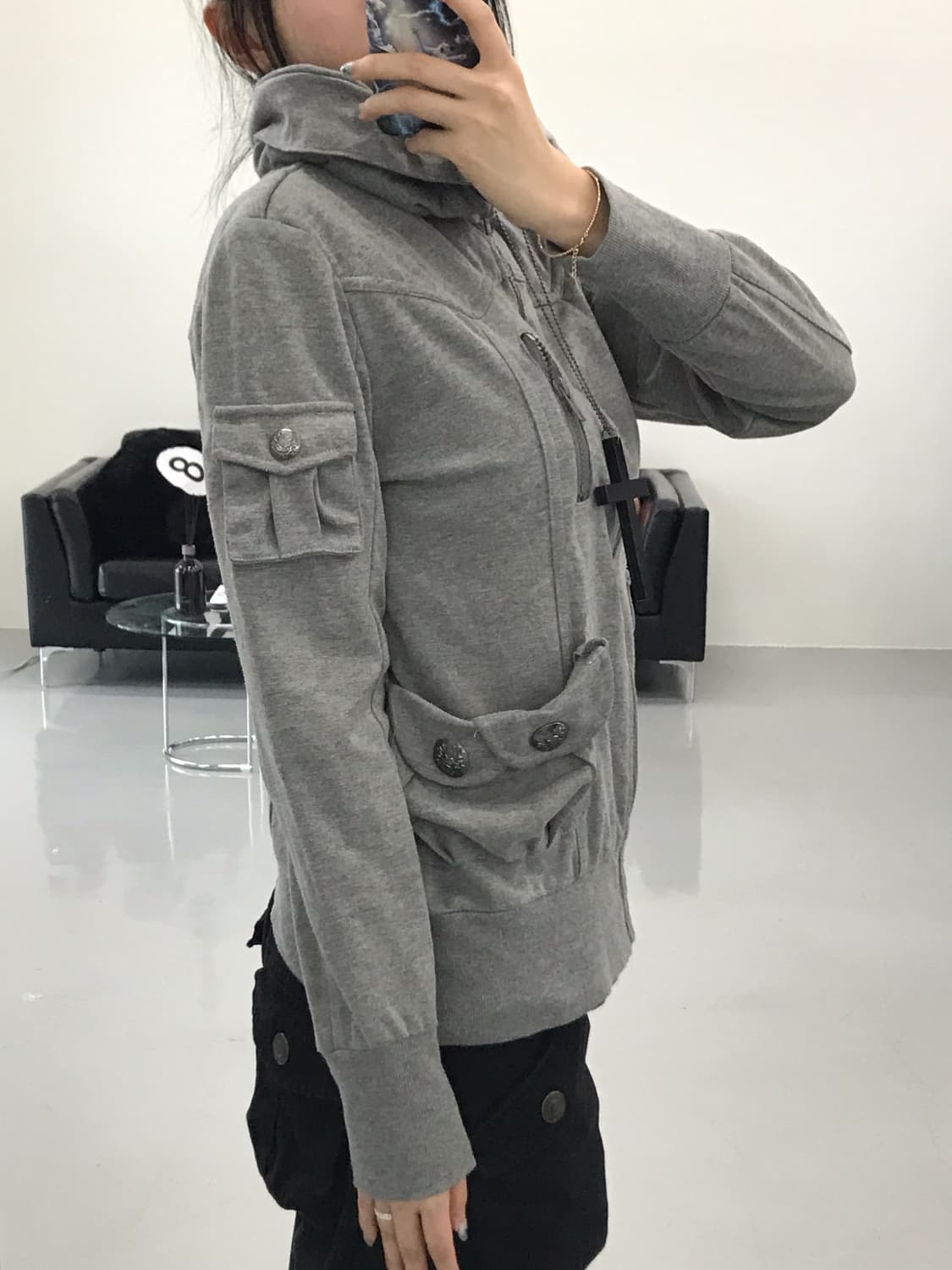 Lazy Dais Y2k High Neck Zip Up Hoodies 상품이미지3