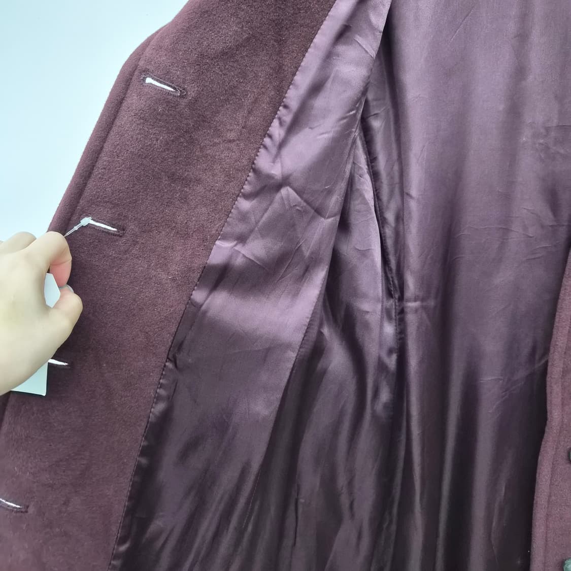 막스엔코 버건디 울 코트 여성 S 상품이미지5