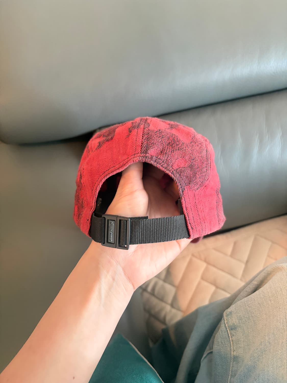 슈프림 플레임 자카드 데님 캠프캡 워시드 레드 상품이미지3