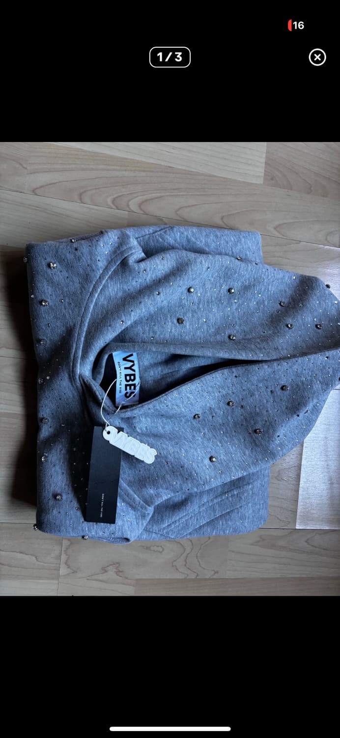 vybes 후드티 회색 상품이미지1