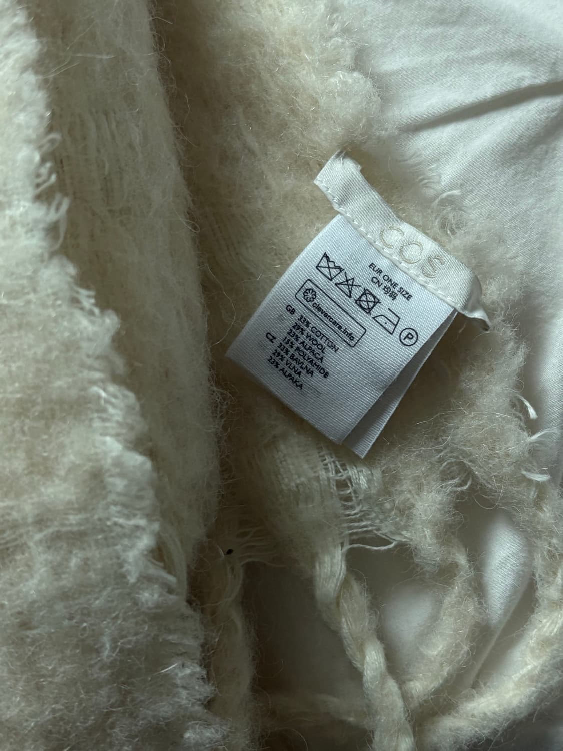 Cos 오버사이즈 모헤어 블렌드 스카프/아이보리 상품이미지2