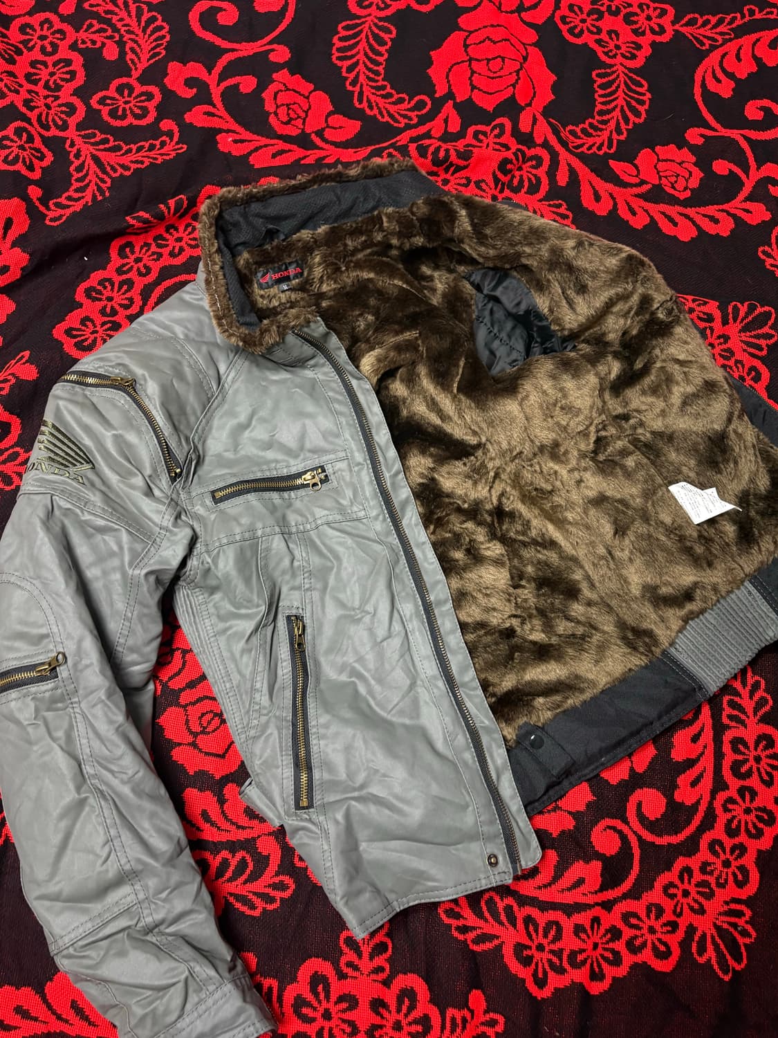 vintage "Honda" racing fur jacket 상품이미지5