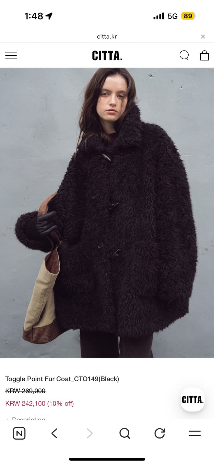 CITTA 씨타 토글 퍼 코트 퍼자켓 상품이미지1