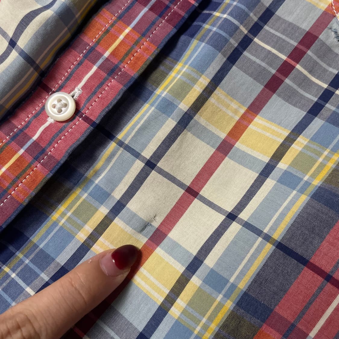 타미힐피거 레드 옐로우 화이트 슬림핏 긴팔 셔츠 L 상품이미지6