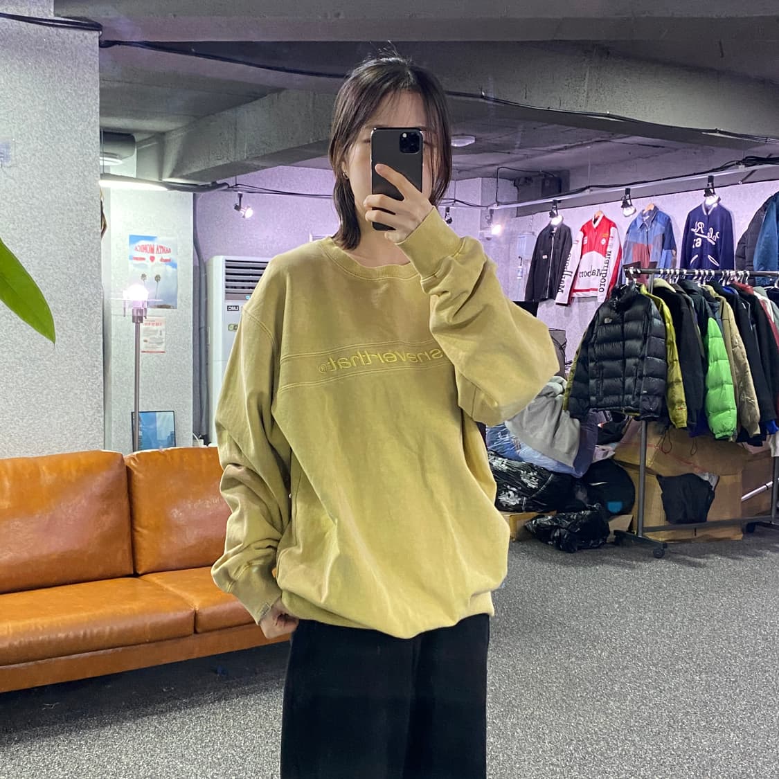 디스이즈네버댓 센터로고 옐로우 피그먼트 스웻 B3287 상품이미지1