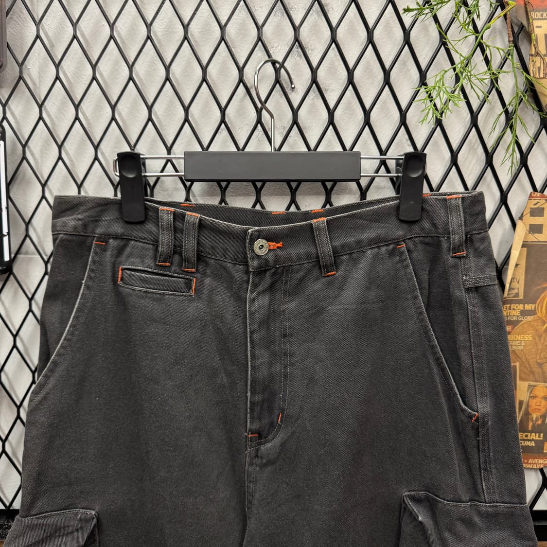 00s JPN VINTAGE 코튼 카고 반바지 사이드 포켓 포인트 블랙 상품이미지3