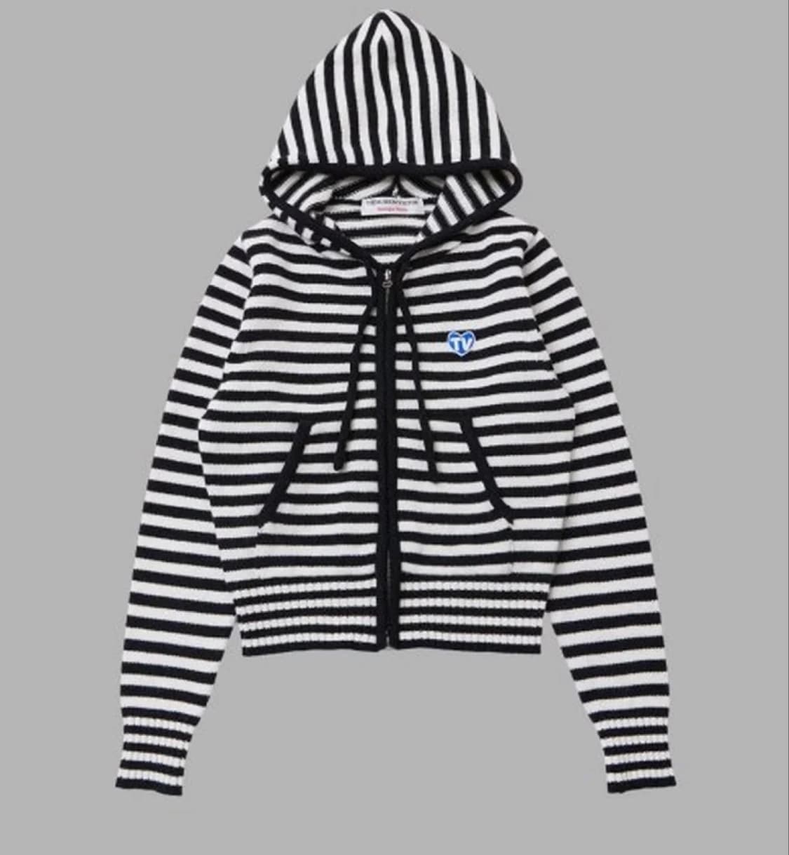 TV HEART LOGO STRIPE ZIP-UP HOODY 상품이미지1