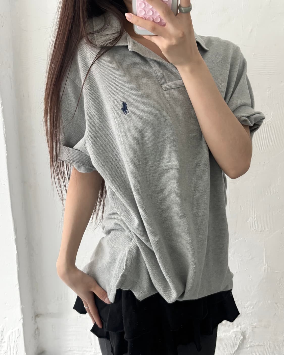 Polo 폴로 랄프로렌 그레이 커스텀핏 코튼 PK 카라티셔츠 상품이미지7