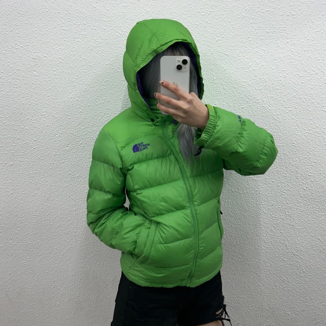 노스페이스 퍼플로고 그린 후드패딩 90 상품이미지3