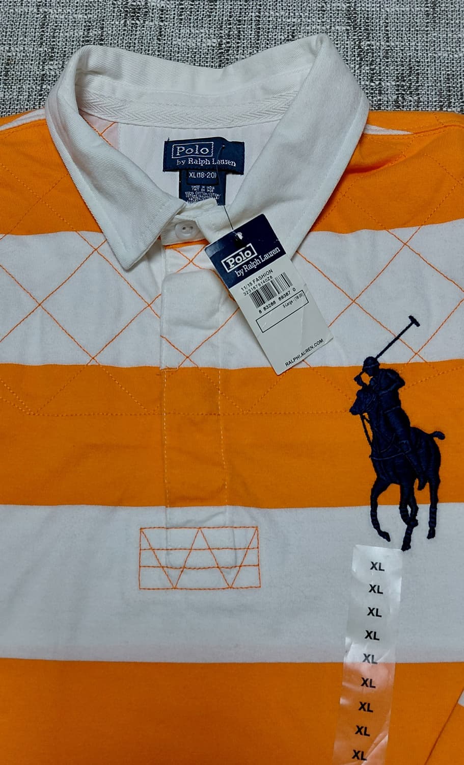 폴로 랄프로렌 럭비 셔츠 XL 오렌지 스트라이프 새상품 상품이미지2
