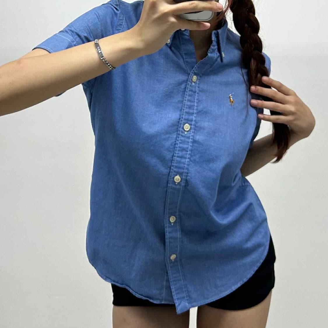 폴로 랄프로렌 청 반팔 셔츠(S) 상품이미지1