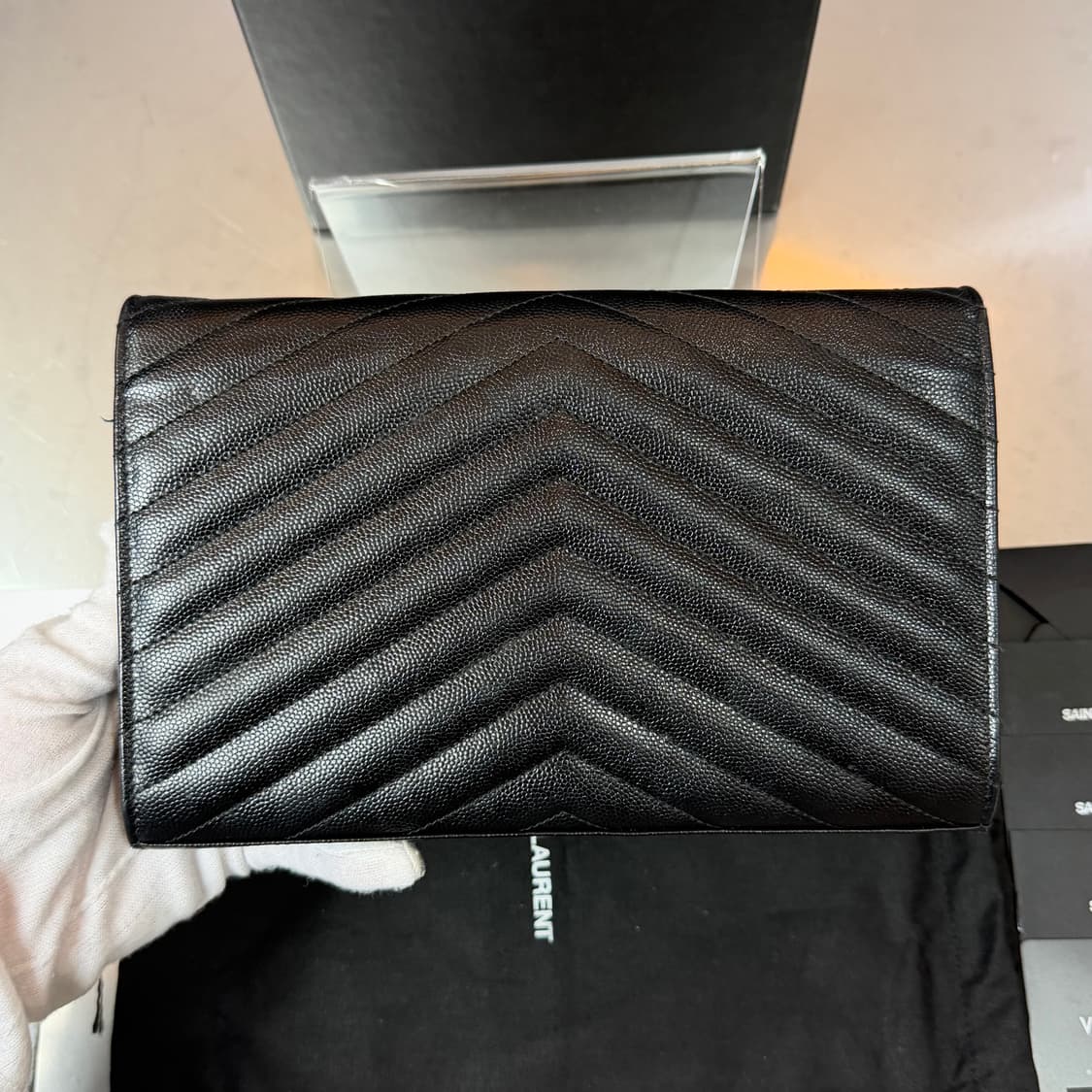 [리오브전포점] 생로랑 마틀라세 엔벨로프 WOC 은장 체인 숄더백 상품이미지3