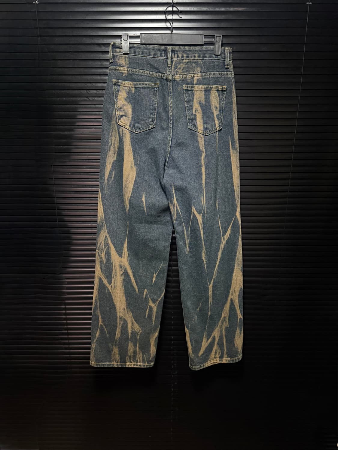 느낌표 크랙 워싱 페인팅 중청 데님 와이드 27 28 펑크 갸루 타이다이 상품이미지5